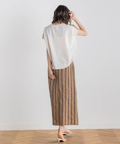 Droite lautreamont(ドロワットロートレアモン)の「【WEB限定】カットジョーゼット肩ラメプルオーバー≪手洗い可能≫(Tシャツ/カットソー・レディース・オフホワイト/ブラック/ベージュ/ブルー・M)」の14枚目の写真