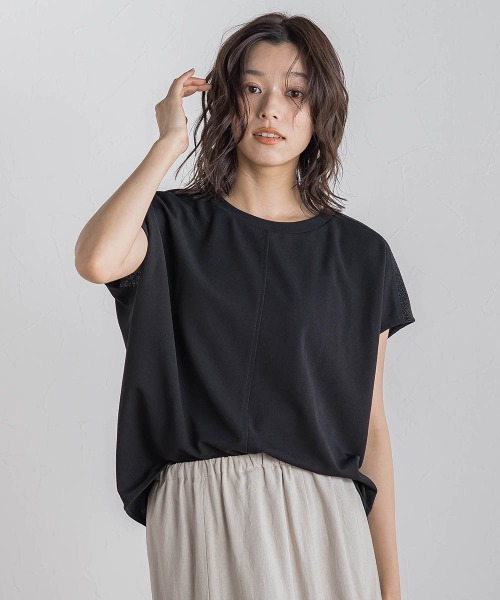Droite lautreamont(ドロワットロートレアモン)の「【WEB限定】カットジョーゼット肩ラメプルオーバー≪手洗い可能≫(Tシャツ/カットソー・レディース・オフホワイト/ブラック/ベージュ/ブルー・M)」の18枚目の写真
