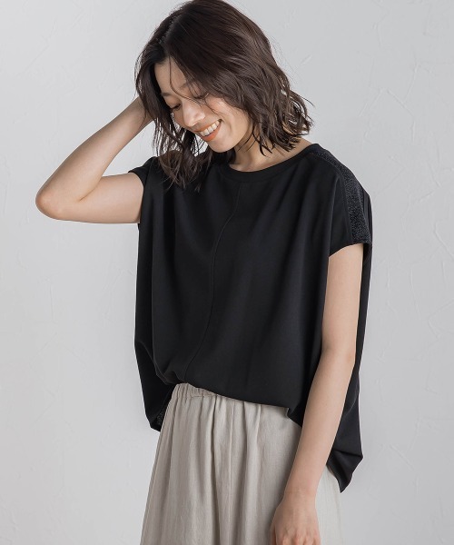 Droite lautreamont(ドロワットロートレアモン)の「【WEB限定】カットジョーゼット肩ラメプルオーバー≪手洗い可能≫(Tシャツ/カットソー・レディース・オフホワイト/ブラック/ベージュ/ブルー・M)」の19枚目の写真
