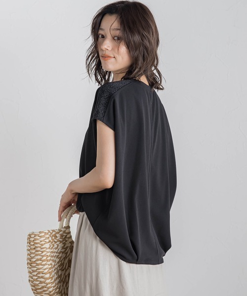 Droite lautreamont(ドロワットロートレアモン)の「【WEB限定】カットジョーゼット肩ラメプルオーバー≪手洗い可能≫(Tシャツ/カットソー・レディース・オフホワイト/ブラック/ベージュ/ブルー・M)」の20枚目の写真