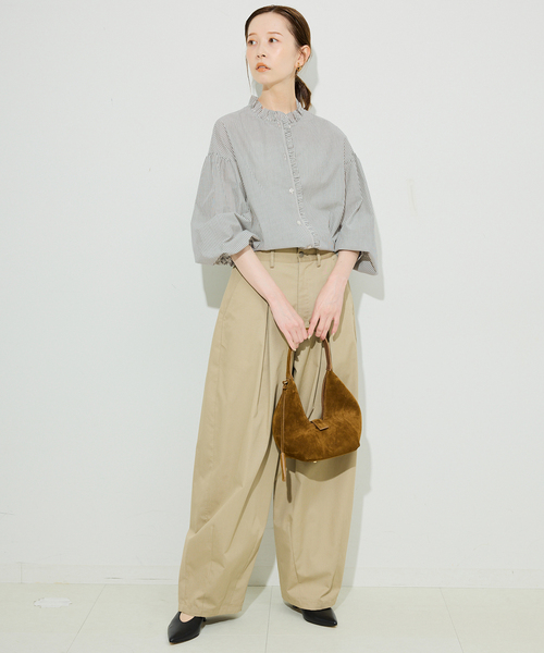 SLOBE IENA（スローブイエナ）の「《追加》ミニフリルブラウス（シャツ/ブラウス・レディース・ホワイト/グレー・FREE）」の3枚目の写真