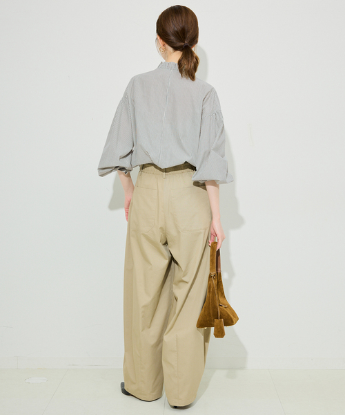 SLOBE IENA（スローブイエナ）の「《追加》ミニフリルブラウス（シャツ/ブラウス・レディース・ホワイト/グレー・FREE）」の4枚目の写真