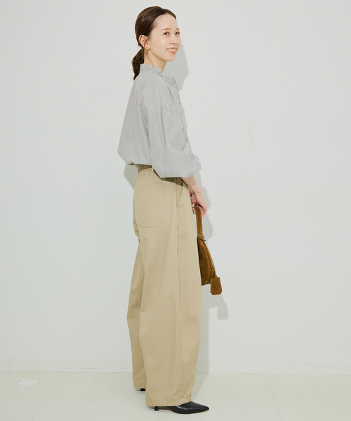 SLOBE IENA（スローブイエナ）の「《追加》ミニフリルブラウス（シャツ/ブラウス・レディース・ホワイト/グレー・FREE）」の5枚目の写真