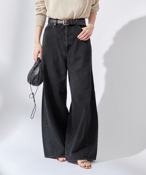 journal standard L'essage（ジャーナルスタンダードレサージュ）の「《追加2》【金子綾さん着用】Side Seam デニム（デニムパンツ・レディース・ブラック/ダークブルー・36/38）」の2枚目の写真