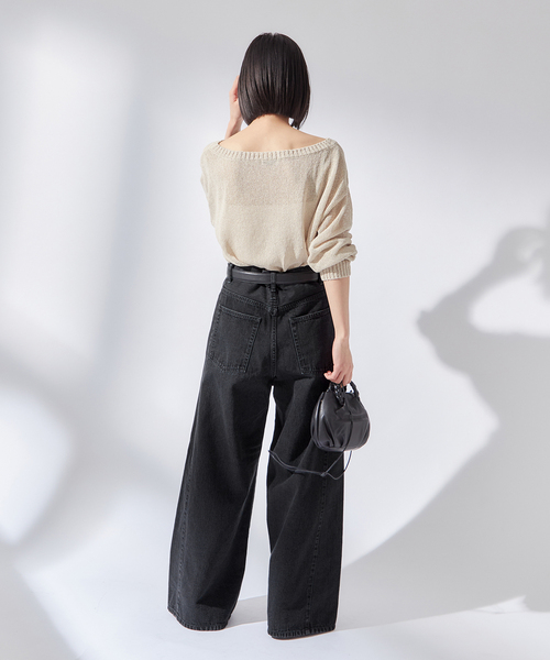 journal standard L'essage（ジャーナルスタンダードレサージュ）の「《追加2》【金子綾さん着用】Side Seam デニム（デニムパンツ・レディース・ブラック/ダークブルー・36/38）」の4枚目の写真