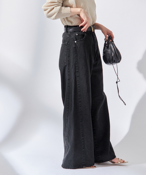 journal standard L'essage（ジャーナルスタンダードレサージュ）の「《追加2》【金子綾さん着用】Side Seam デニム（デニムパンツ・レディース・ブラック/ダークブルー・36/38）」の5枚目の写真