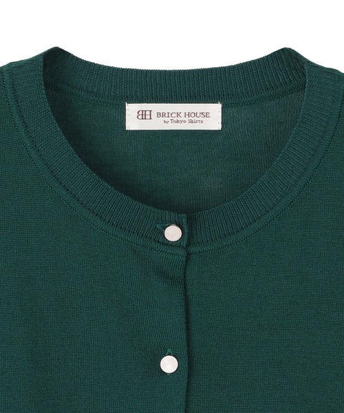 TOKYO SHIRTS（トウキョウシャツ）の「ハイゲージ クルーネックカーディガン（カーディガン/ボレロ・レディース・グリーン/ブラック・M/L）」の9枚目の写真