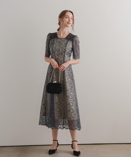 Dorry Doll（ドリードール）の「スクエアネックレースフレアドレス