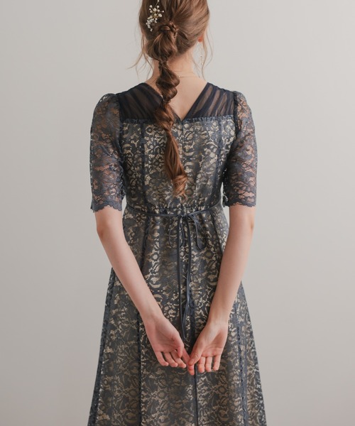 スクエアネックレースフレアドレス（ドレス）｜Dorry Doll（ドリー