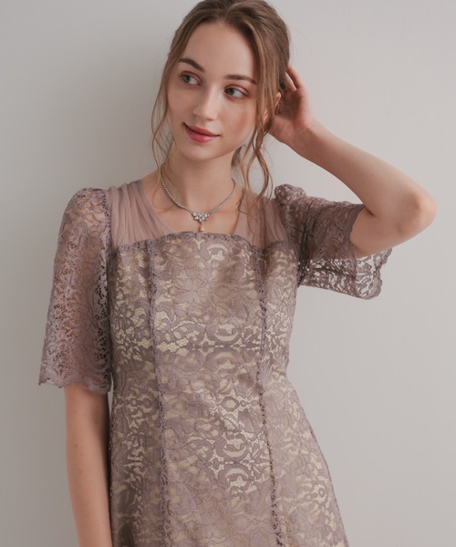 スクエアネックレースフレアドレス（ドレス）｜Dorry Doll（ドリー