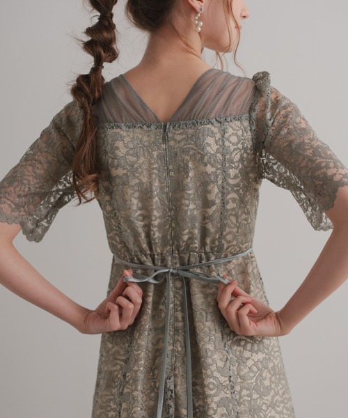 スクエアネックレースフレアドレス（ドレス）｜Dorry Doll（ドリー