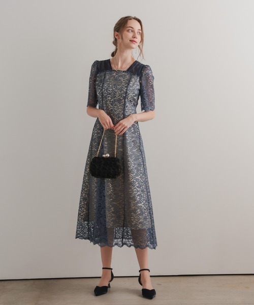 エ★新品タグ付き★ドリードール　スクエアネックレースフレアドレス Dorry Doll ドレス スクエアネックレースフレアドレス : ZOZOTOWN