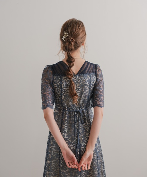 スクエアネックレースフレアドレス（ドレス）｜Dorry Doll（ドリー