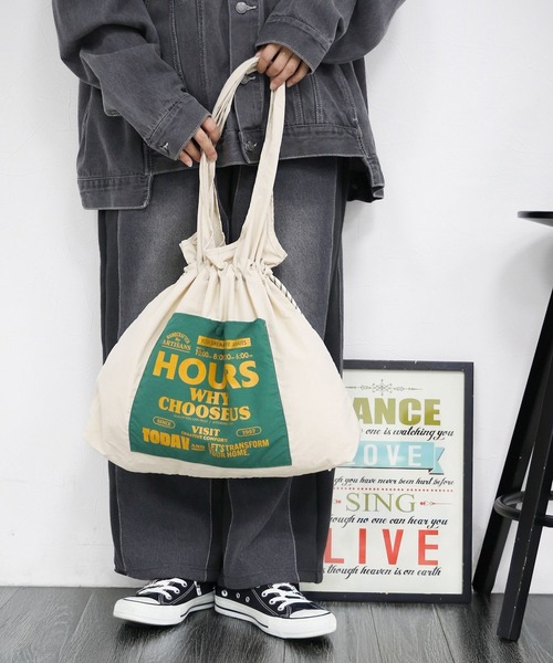 オリジナル ポケット巾着トート（トートバッグ）｜niko and