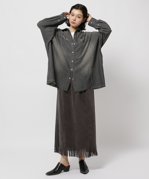 niko and...（ニコアンド）の「2WAYフリンジワンピーススカート（スカート・レディース・チャコール/モカ・MEDIUM/LARGE）」の20枚目の写真