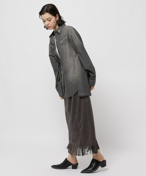 niko and...（ニコアンド）の「2WAYフリンジワンピーススカート（スカート・レディース・チャコール/モカ・MEDIUM/LARGE）」の19枚目の写真