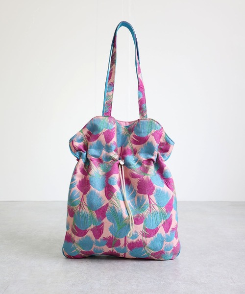 T・S・L（ティーエスエル）の「柄生地巾着トートバッグ【詳細動画あり】（トートバッグ・レディース・ネイビー/ピンク・FREE）」の5枚目の写真