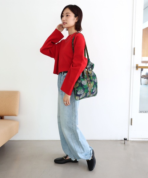 T・S・L（ティーエスエル）の「柄生地巾着トートバッグ【詳細動画あり】（トートバッグ・レディース・ネイビー/ピンク・FREE）」の6枚目の写真