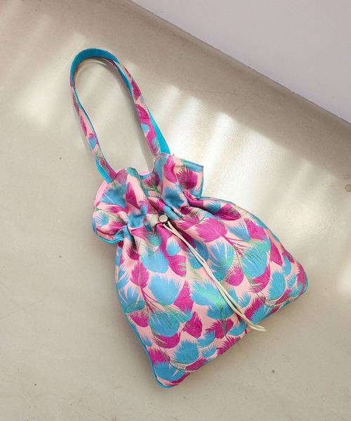 T・S・L（ティーエスエル）の「柄生地巾着トートバッグ【詳細動画あり】（トートバッグ・レディース・ネイビー/ピンク・FREE）」の14枚目の写真