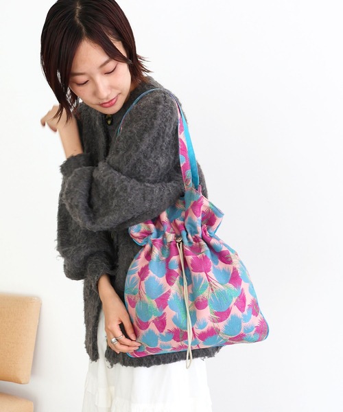 T・S・L（ティーエスエル）の「柄生地巾着トートバッグ【詳細動画あり】（トートバッグ・レディース・ネイビー/ピンク・FREE）」の15枚目の写真