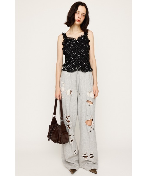 SLY（スライ）の「DAMAGE SW PT ダメージ スウェットパンツ（スウェットパンツ・レディース・ブラック/杢グレー・FREE）」の6枚目の写真