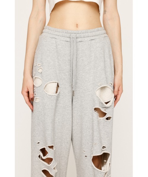 SLY（スライ）の「DAMAGE SW PT ダメージ スウェットパンツ（スウェットパンツ・レディース・ブラック/杢グレー・FREE）」の11枚目の写真