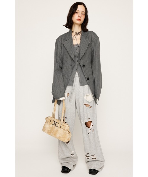 SLY（スライ）の「DAMAGE SW PT ダメージ スウェットパンツ（スウェットパンツ・レディース・ブラック/杢グレー・FREE）」の14枚目の写真