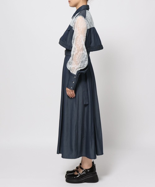 カツサンド　HARE ハレ　デニムレースキリカエワンピース HARE（ハレ）の「デニムレースキリカエワンピース(HARE