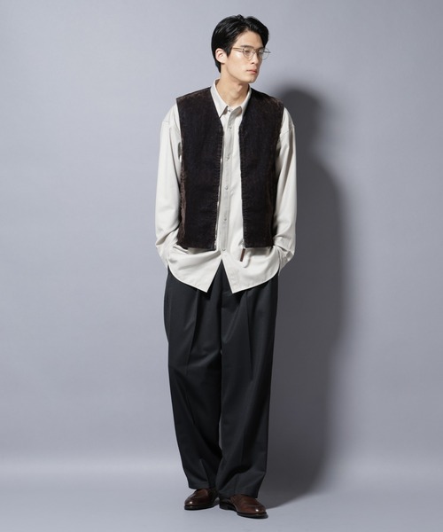 NANO universe（ナノユニバース）の「フロッキーデニム  ZIPベスト（ベスト・メンズ・ブラック/ブラウン・M/L）」の7枚目の写真