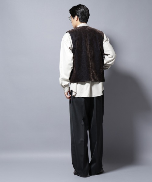 NANO universe（ナノユニバース）の「フロッキーデニム  ZIPベスト（ベスト・メンズ・ブラック/ブラウン・M/L）」の9枚目の写真