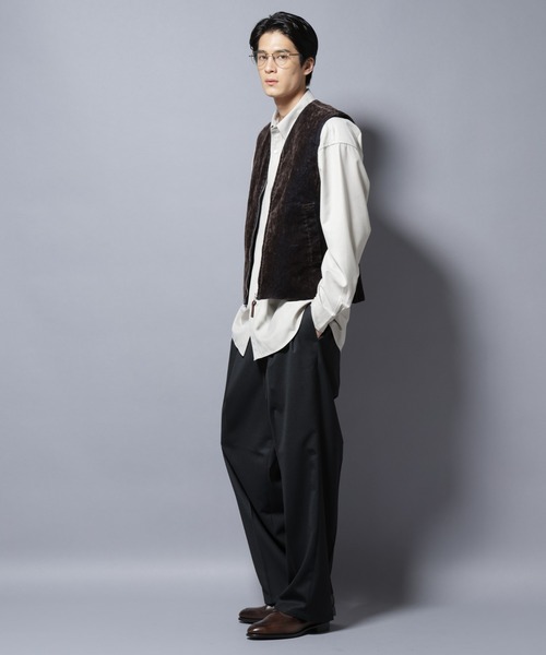 NANO universe（ナノユニバース）の「フロッキーデニム  ZIPベスト（ベスト・メンズ・ブラック/ブラウン・M/L）」の8枚目の写真