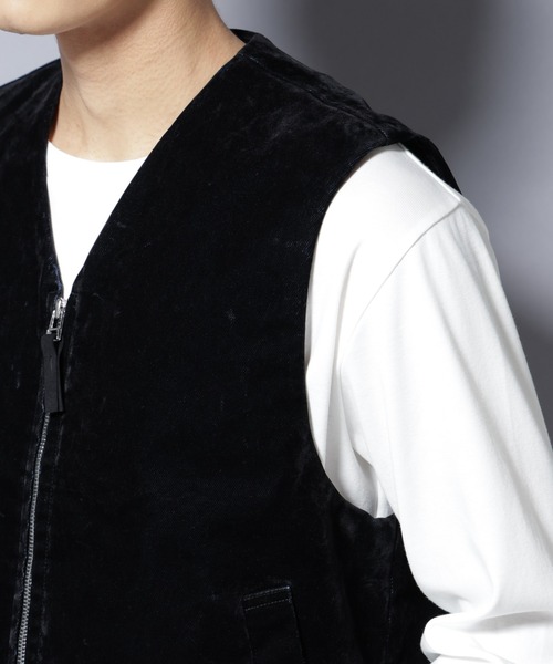 NANO universe（ナノユニバース）の「フロッキーデニム  ZIPベスト（ベスト・メンズ・ブラック/ブラウン・M/L）」の20枚目の写真