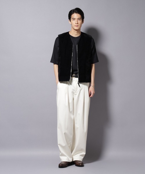 NANO universe（ナノユニバース）の「フロッキーデニム  ZIPベスト（ベスト・メンズ・ブラック/ブラウン・M/L）」の13枚目の写真