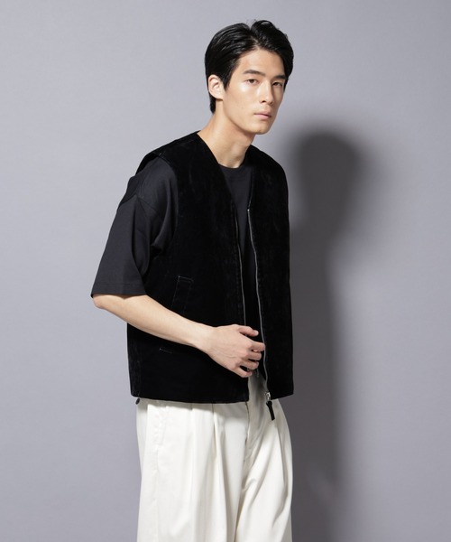 NANO universe（ナノユニバース）の「フロッキーデニム  ZIPベスト（ベスト・メンズ・ブラック/ブラウン・M/L）」の10枚目の写真