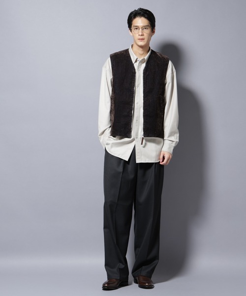 NANO universe（ナノユニバース）の「フロッキーデニム  ZIPベスト（ベスト・メンズ・ブラック/ブラウン・M/L）」の6枚目の写真