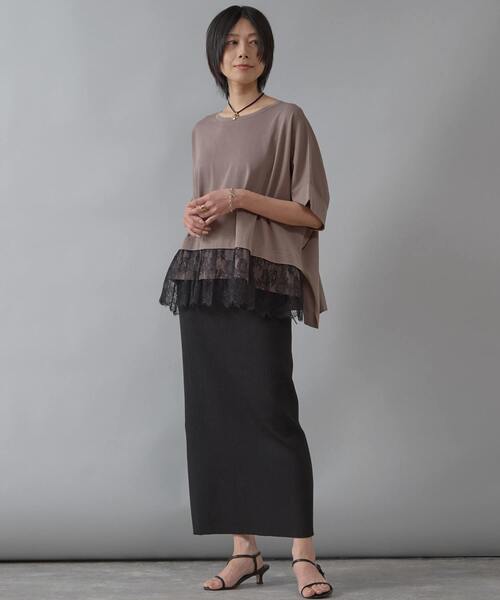 Liesse(リエス)の「レースコンビワイドニット(ニット/セーター・レディース・ライトベージュ/グレイッシュベージュ/ブラック・FREE)」の6枚目の写真