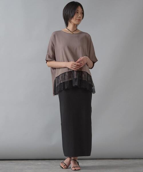 Liesse(リエス)の「レースコンビワイドニット(ニット/セーター・レディース・ライトベージュ/グレイッシュベージュ/ブラック・FREE)」の7枚目の写真