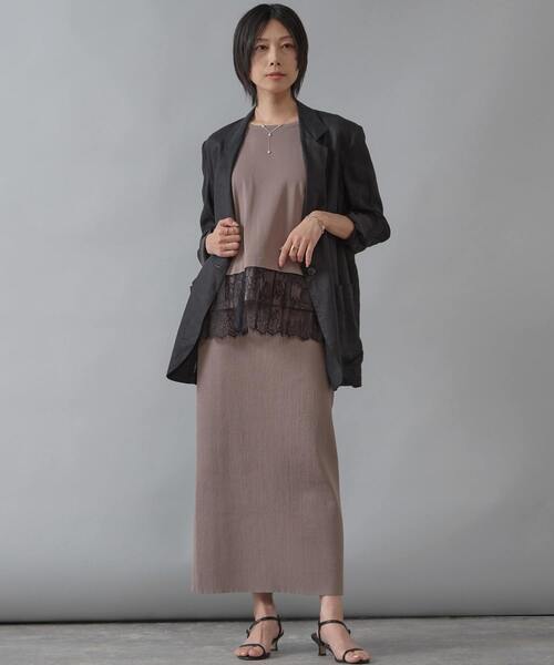 Liesse(リエス)の「レースコンビワイドニット(ニット/セーター・レディース・ライトベージュ/グレイッシュベージュ/ブラック・FREE)」の9枚目の写真