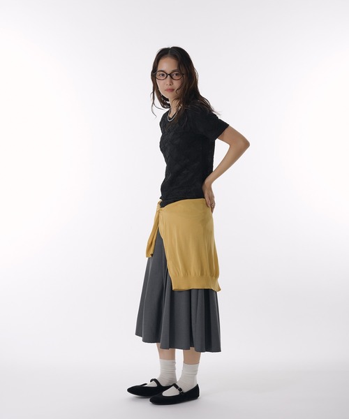MUHET(ミュエータ)の「lace jacquard t-shirt / レースジャガードTシャツ(Tシャツ/カットソー・レディース・ブラウン/ブラック・FREE)」の15枚目の写真