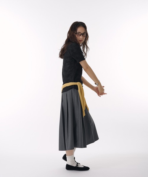 MUHET(ミュエータ)の「lace jacquard t-shirt / レースジャガードTシャツ(Tシャツ/カットソー・レディース・ブラウン/ブラック・FREE)」の16枚目の写真