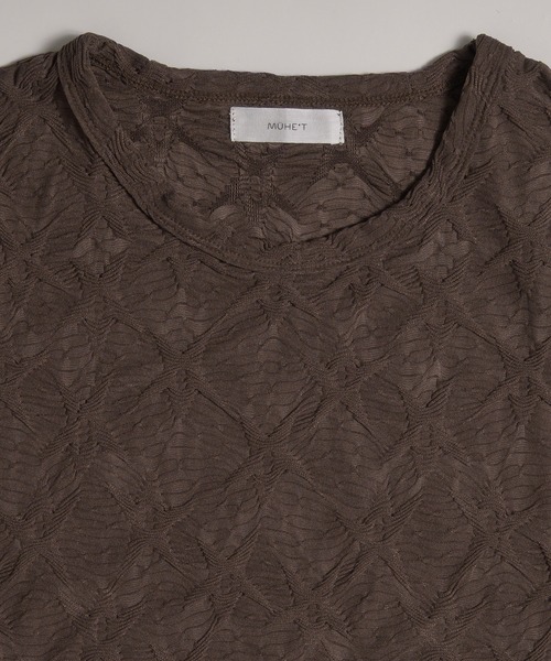 MUHET(ミュエータ)の「lace jacquard t-shirt / レースジャガードTシャツ(Tシャツ/カットソー・レディース・ブラウン/ブラック・FREE)」の3枚目の写真