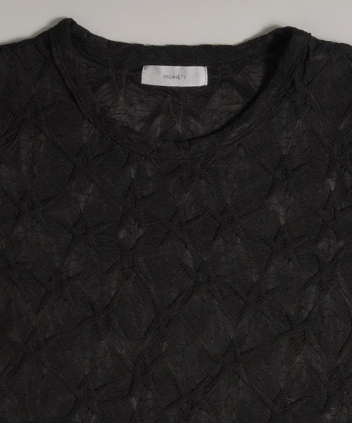 MUHET(ミュエータ)の「lace jacquard t-shirt / レースジャガードTシャツ(Tシャツ/カットソー・レディース・ブラウン/ブラック・FREE)」の11枚目の写真