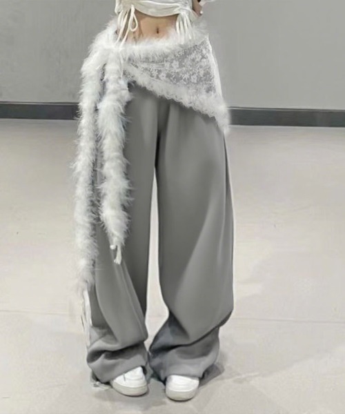 ファー レース 2WAY 巻きスカーフ バブーシュカ（ストール