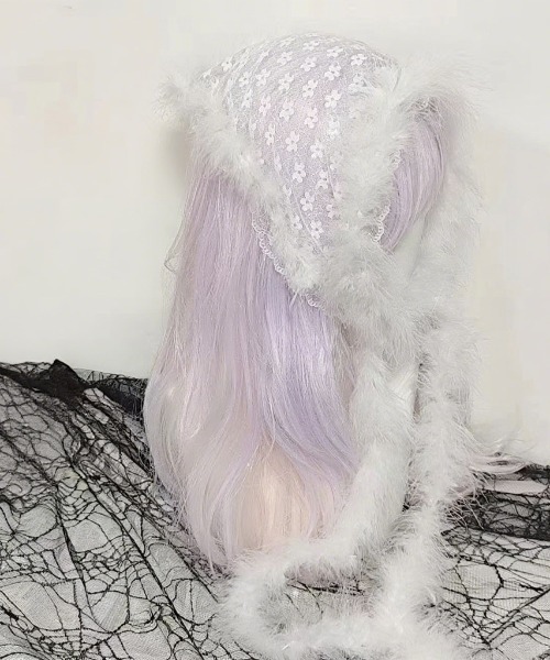 ファー レース 2WAY 巻きスカーフ バブーシュカ（ストール