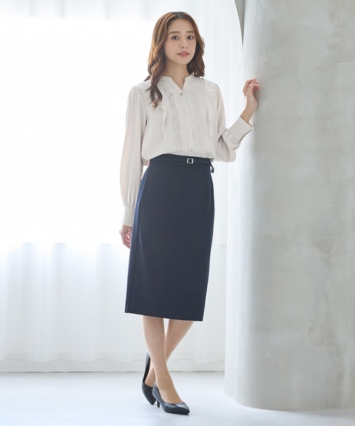 Honeys（ハニーズ）の「【WEB限定／褒められ】フリルピンタックブラウス（シャツ/ブラウス・レディース・ネイビー/アイボリー/ライトベージュ/ブラック/イエロー/ミント・S/M/LL/L/3L）」の13枚目の写真