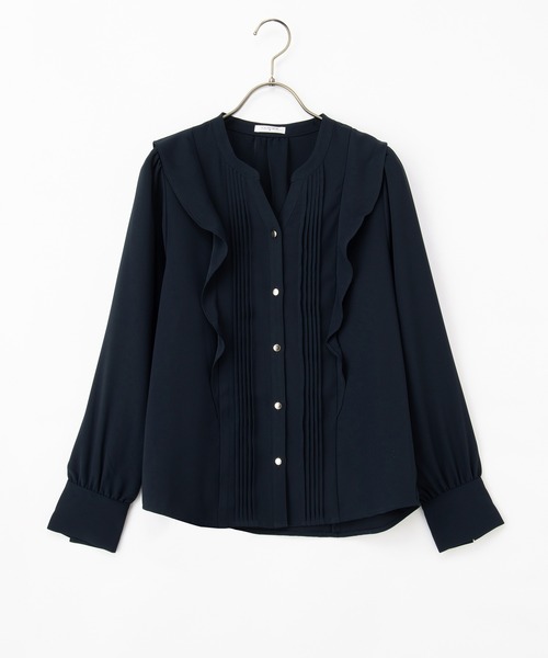 Honeys（ハニーズ）の「【WEB限定／褒められ】フリルピンタックブラウス（シャツ/ブラウス・レディース・ネイビー/アイボリー/ライトベージュ/ブラック/イエロー/ミント・S/M/LL/L/3L）」の20枚目の写真