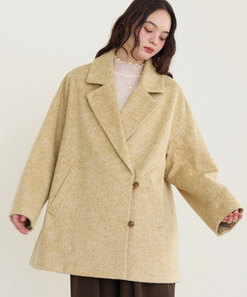 OLUN サイドボタンシャギーコート M ライトベージュ【翌日発送可能】 side button shaggy coat/サイドボタンシャギーコート（その他アウター