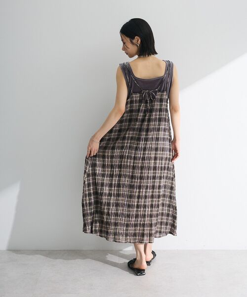 Green　Parks（グリーンパークス）の「2Wayベロアタンクトップ（タンクトップ・レディース・ダークグレー/ブラウン/ホワイト系その他2・FREE）」の6枚目の写真