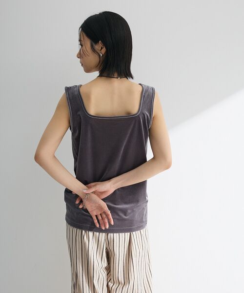 Green　Parks（グリーンパークス）の「2Wayベロアタンクトップ（タンクトップ・レディース・ダークグレー/ブラウン/ホワイト系その他2・FREE）」の9枚目の写真