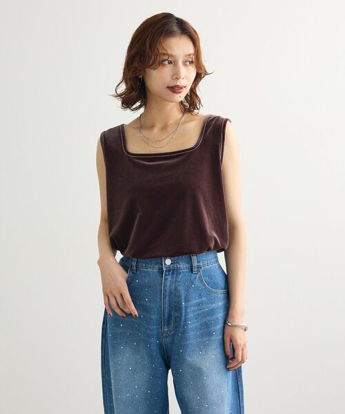 Green　Parks（グリーンパークス）の「2Wayベロアタンクトップ（タンクトップ・レディース・ダークグレー/ブラウン/ホワイト系その他2・FREE）」の16枚目の写真